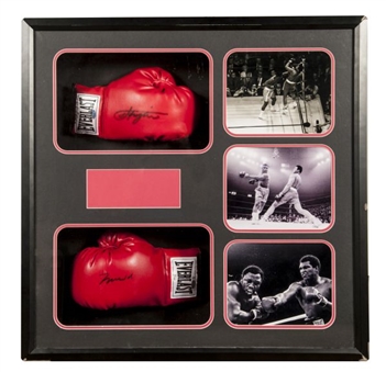 Muhammad Ali and Joe Frazier Signed Glove Display   